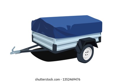Utility Trailer Realistic Vector Illustration Isolated