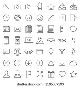 Utility vector icon set. Included the icons as download, map, gift, idea, connection, edit, calendar, flag, document, login, upload, mobile and more