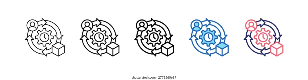 Utilization Icon In 5 Different Styles Set Collection.