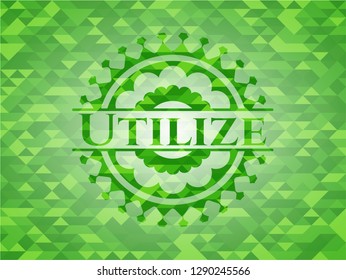 Utilize green mosaic emblem