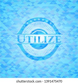 Utilize light blue emblem with mosaic background