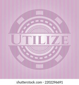 Utilize retro style pink emblem. Elegant design. 