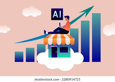 Utilizing AI to Help Sell Online, Boosting Sales Using Technology, Infographics for online stores.