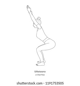 Utkatasana / Chair Pose. Vector.