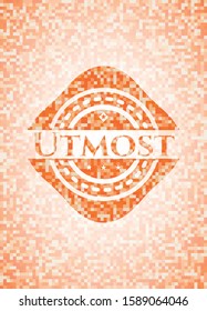 Utmost abstract orange mosaic emblem