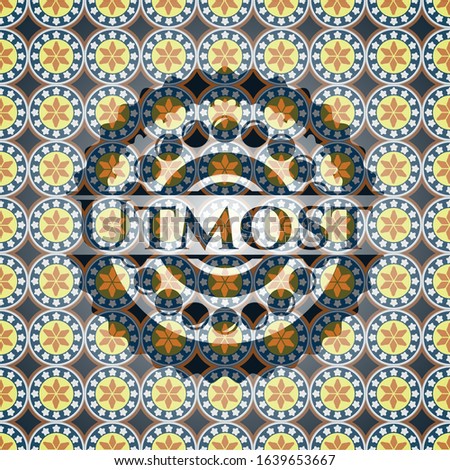 Utmost arabic badge background. Arabesque decoration.