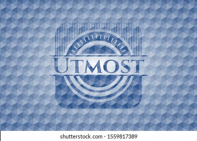 Utmost blue emblem with geometric pattern. Vector Illustration. Detailed.