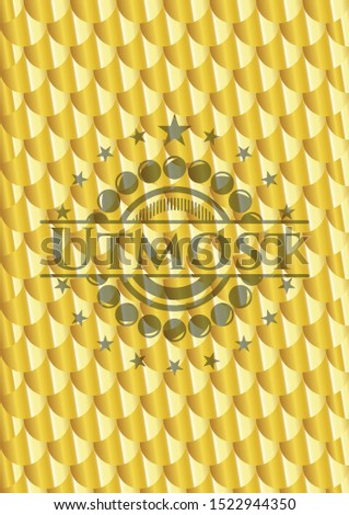 Utmost gold emblem. Scales pattern. Vector Illustration. Detailed.