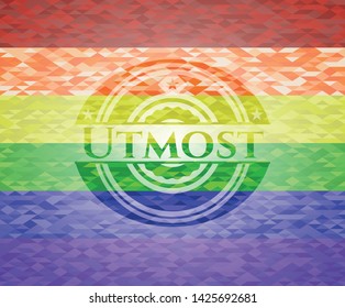 Utmost lgbt colors emblem. Vector Illustration. Mosaic.