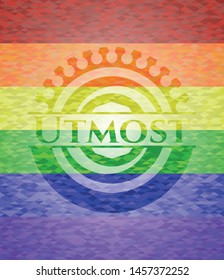 Utmost lgbt colors emblem. Vector Illustration. Mosaic.