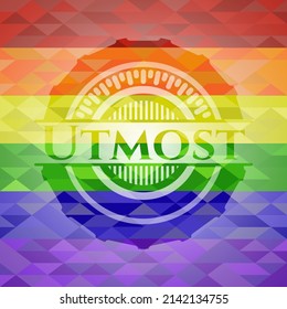 Utmost lgbt colors emblem. Vector Illustration. Mosaic. 