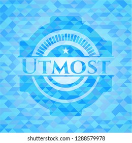 Utmost light blue mosaic emblem