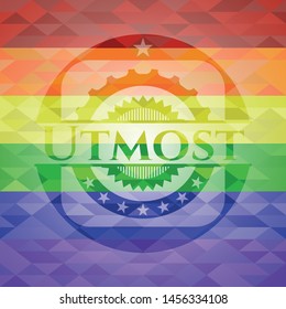 Utmost on mosaic background with the colors of the LGBT flag