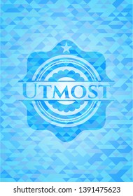 Utmost realistic light blue mosaic emblem