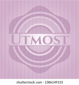 Utmost realistic pink emblem. Vector Illustration. Detailed.