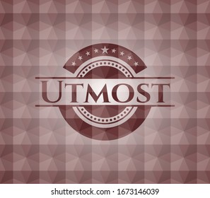 Utmost red seamless geometric pattern emblem. Seamless.