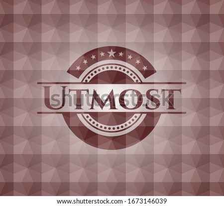 Utmost red seamless geometric pattern emblem. Seamless.