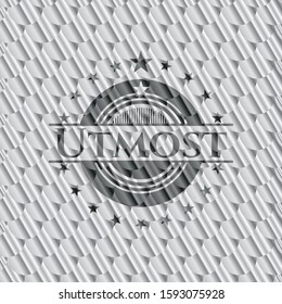 Utmost silver color emblem. Scales pattern. Vector Illustration. Detailed.