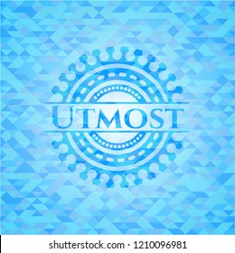 Utmost sky blue mosaic emblem