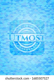 Utmost sky blue mosaic emblem