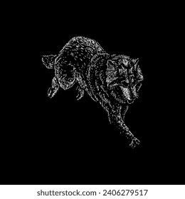 utonagan dog hand drawing vector isolated on black background.