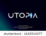 Utopia, an abstract technology science alphabet font. digital space typography vector illustration design
