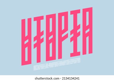 Utopia Font, Alphabet Letters And Numbers Vector Illustration