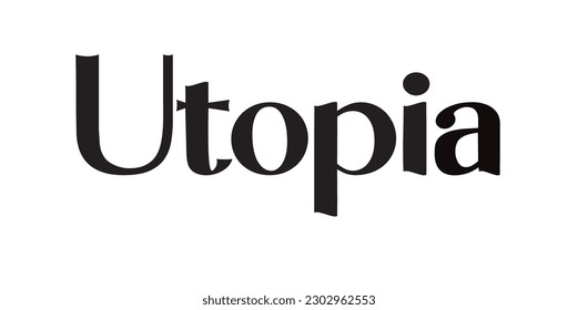 Utopia letter with logo design illustration. isolated on white background. Utopia typography design with new style.