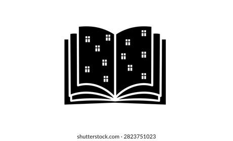 Utopia symbol, black isolated vector silhouette