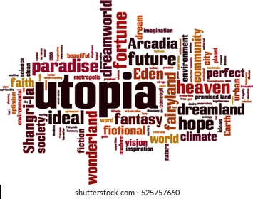 Utopia word cloud concept. Vector illustration