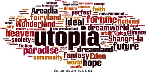 Utopia word cloud concept. Vector illustration