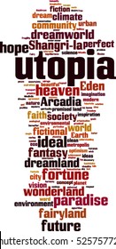 Utopia Word Cloud Concept. Vector Illustration