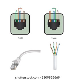 UTP ethernet cabling standards. vector