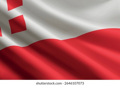 Bandeira de Utrecht acenando ao vento, textura de seda detalhada e realista. Província dos Países Baixos