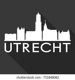 Utrecht Flat Icon Skyline Silhouette Design City Vector Art Famous Buildings