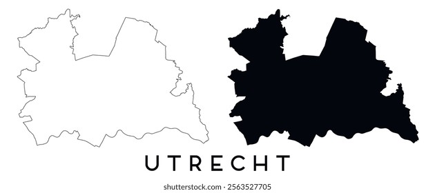 Utrecht map outline and black silhouette vector