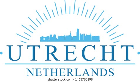 Utrecht Netherlands City. Banner Design. City Skyline. Silhouette Vector. Famous Monuments.