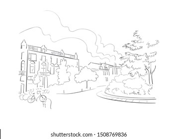 Utrecht Netherlands Europe vector sketch city illustration line art
