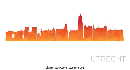 Utrecht, Netherlands Low Poly Skyline Clip Art City Design. Geometric Polygon Graphic Horizon Icon. Vector Illustration Symbol.