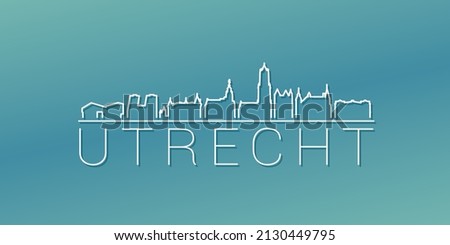 Utrecht, Netherlands Skyline Linear Design. Flat City Illustration Minimal Clip Art. Background Gradient Travel Vector Icon.