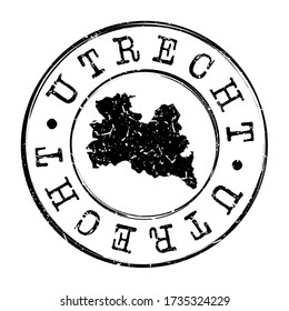 Utrecht, Netherlands Stamp Postal. A Map Silhouette Seal. Passport Round Design. Vector Icon Design Retro Travel.