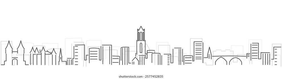 Utrecht Simple Dark Lines Skyline on White Background