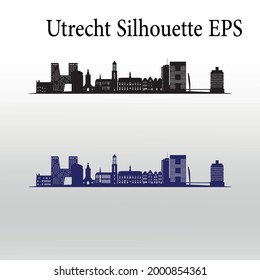 utrecht skyline horizontal banner. Black and white silhouette, Netherlands. illustration Vector template for your design. 