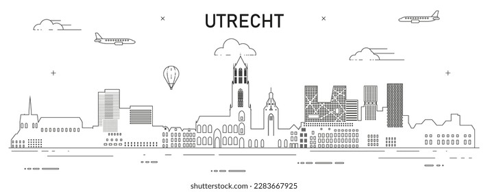 Utrecht skyline line art vector illustration