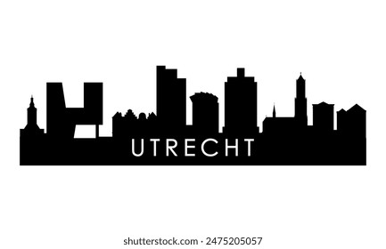 Utrecht skyline silhouette. Black Utrecht city design isolated on white background. 