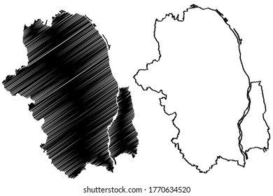 Utsunomiya City (State of Japan, island country, Tochigi Prefecture) map vector illustration, scribble sketch City of Utsunomiya map