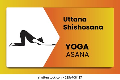Uttana Shishosana know an Puppy pose in modren yoga. Vector illustration perfect for web template, banner, wallpaper, poster, yoga day.