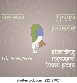 Uttanasana. Standing forward bend pose. Asana. Yoga poses.
