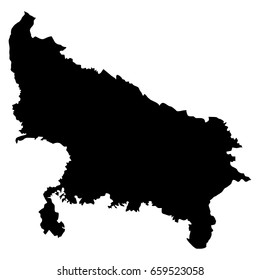 Uttar Pradesh black map on white background vector