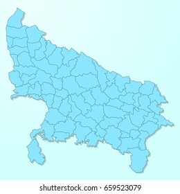 Uttar Pradesh blue map on degraded background vector